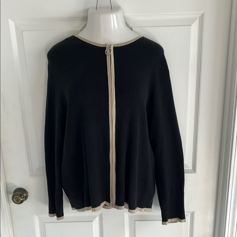 Lane Bryant Black and Tan Cardigan Sweater